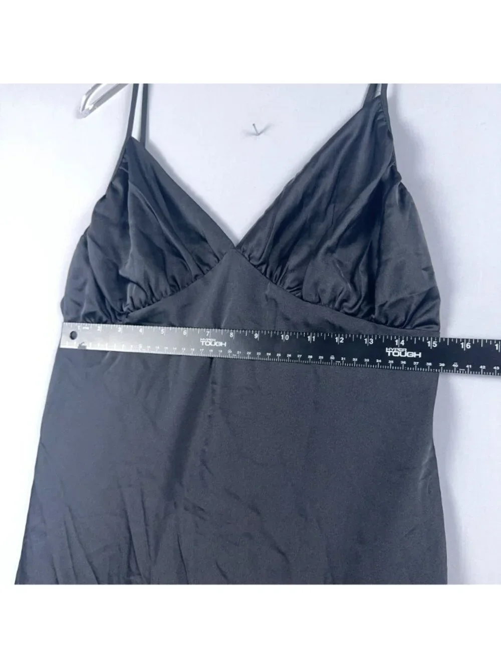 Abercrombie & Fitch Dress Size Large Petite Black Satin Slip Spaghetti Straps